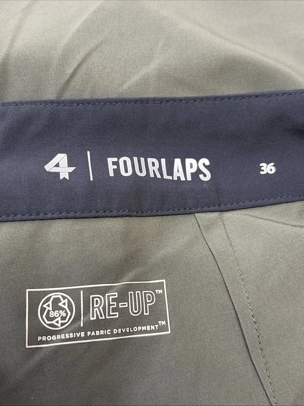 4 FourLaps Mens Size 36 Olive Green Black Band Lightweight 8” Board Shorts